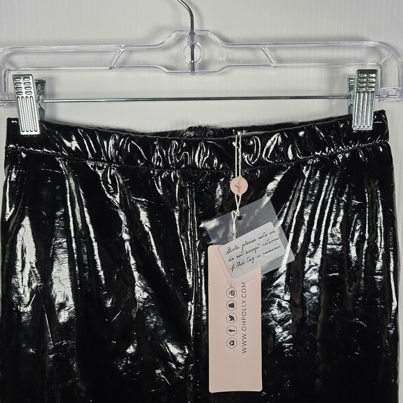 NWT Oh Polly Love Shine Vinyl Skinny Leg Trousers in Black Size 4 - Picture 4 of 14